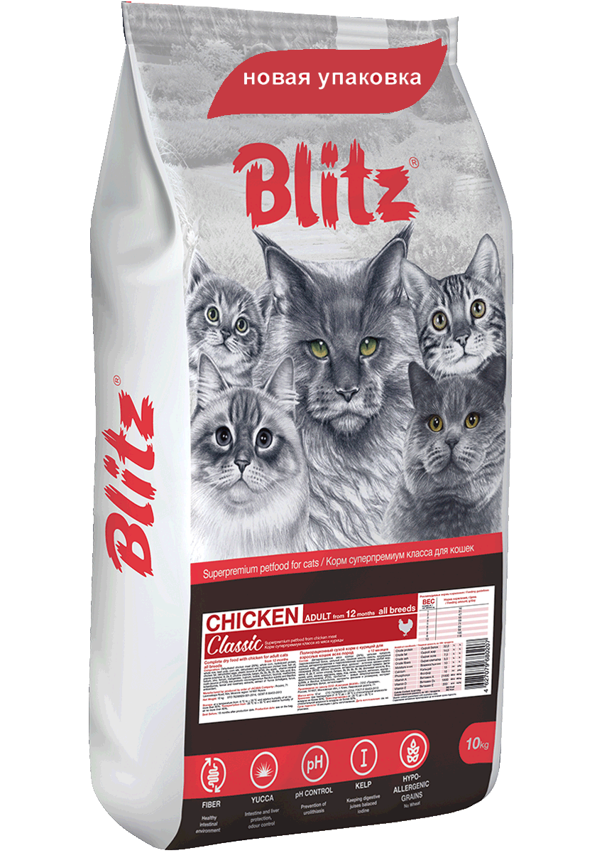 Blitz Classic Chicken Adult Cats (курица), 10 кг - фото 1 - id-p208681708