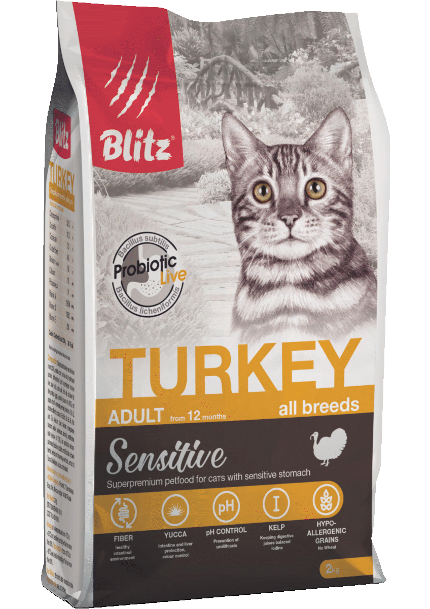 Blitz Sensitive Turkey Adult Cats (индейка), 400 гр - фото 1 - id-p208681725