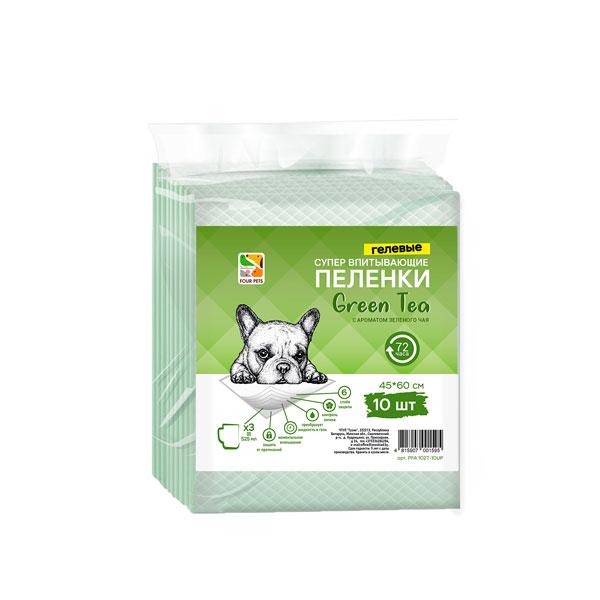 Пеленки для собак Four Pets Green Tea 45х60 см, 10 шт - фото 1 - id-p208675770