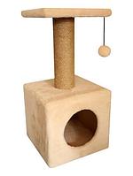 Cat House Когтеточка "Домик с полкой" бежевая (джут), 65 см