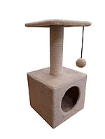 Cat House Когтеточка "Домик с полкой" бежевая (хлопок), 65 см