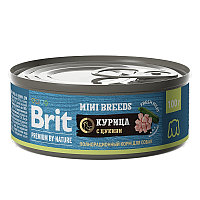Brit Premium by Nature консервы для взрослых собак мелких пород (курица и цукини), 100г