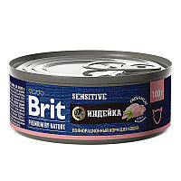 Brit Premium by Nature консервы для кошек с чувствительным пищеварением (индейка), 100г