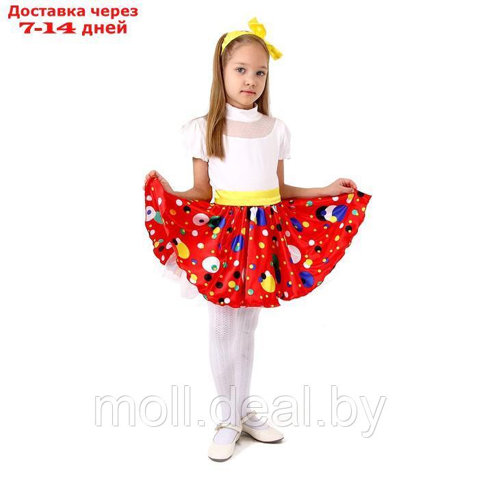 Карнавальная юбка для вечеринки красная в горох,повязка,рост98-104 - фото 2 - id-p208643615