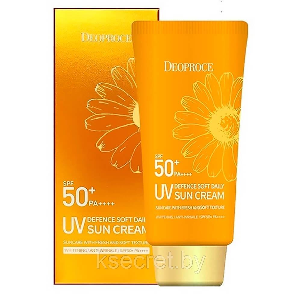 Мягкий солнцезащитный крем с ромашкой Deoproce UV Defence Soft Daily Sun Cream SPF 50+ PA++++ - фото 1 - id-p208682897