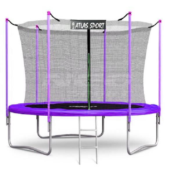 Батут Atlas Sport 374 см (12ft) с внутренней сеткой и лестницей PURPLE - фото 1 - id-p208691710