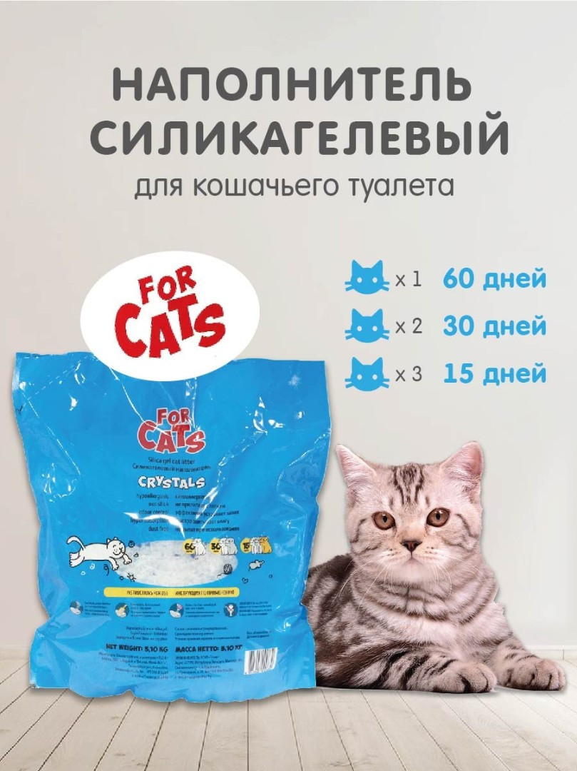 FOR CATS наполнитель силикагелевый (без запаха), 8 л - фото 4 - id-p208675969