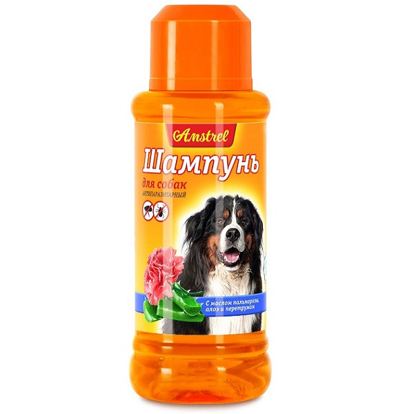 Шампунь Amstrel для собак антипаразитарный с маслом пальмарозы, алоэ и экстрактом пиретрума, 320 мл - фото 1 - id-p208676151