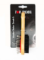 Двустороння щетка For Friends с деревянной ручкой, S 5*17,5 см