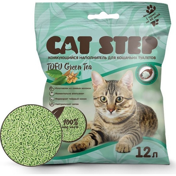 Наполнитель для кошачьих туалетов Cat Step Tofu Green Tea, 12 л - фото 1 - id-p208678180