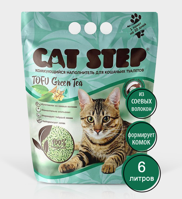Наполнитель для кошачьих туалетов Cat Step Tofu Green Tea, 6 л - фото 2 - id-p208678181