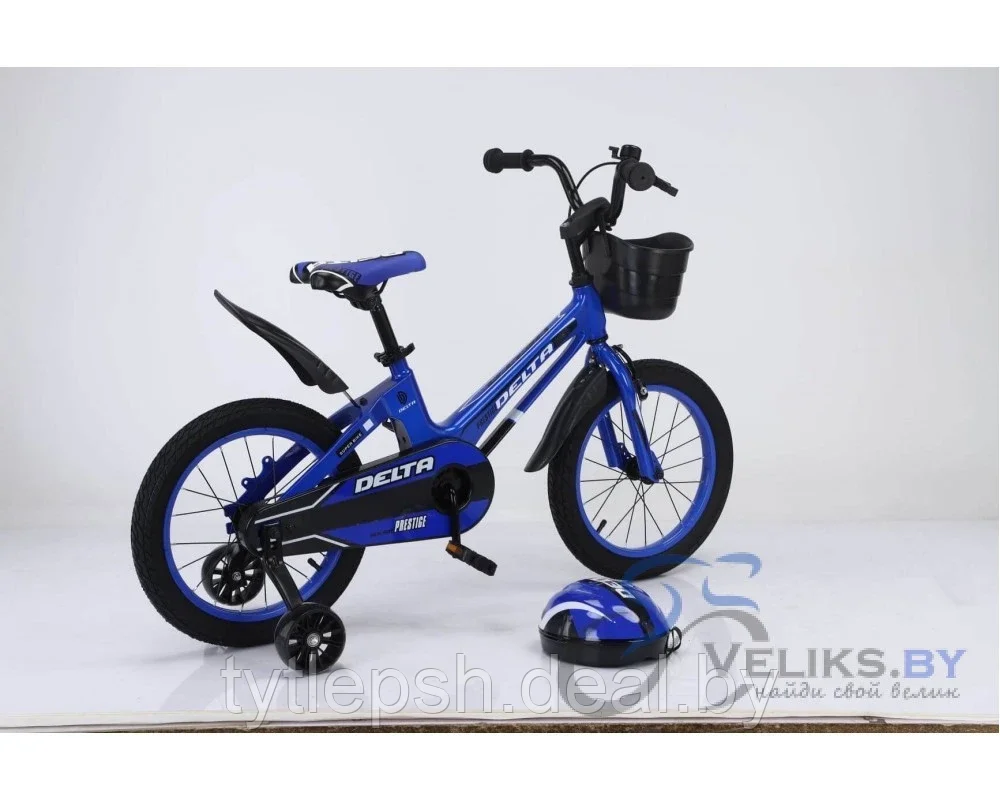 Велосипед детский Delta Prestige 16" + шлем 2020 (черный/синий) - фото 2 - id-p146270735