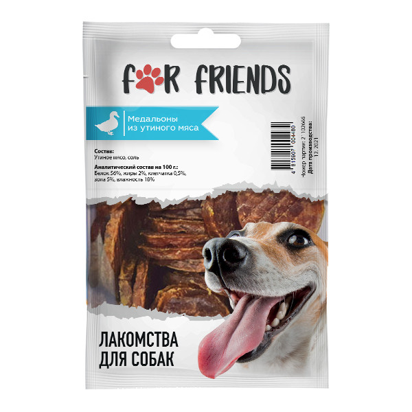 Лакомство для собак For Friends Медальоны из утиного мяса, 50 гр - фото 1 - id-p208676361