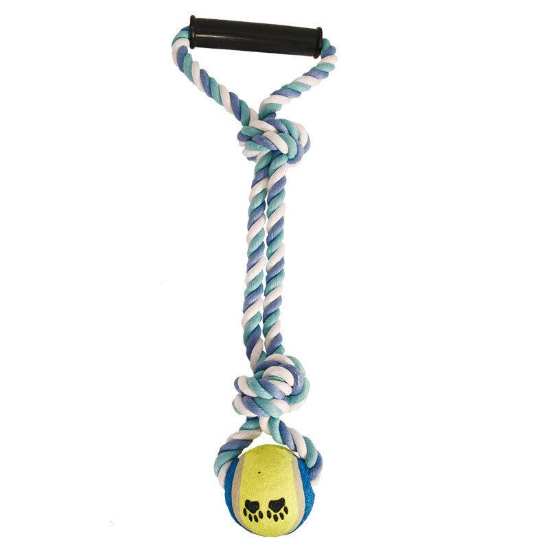 Игрушка для собак TRIOL Верёвка с ручкой 2 узла и мяч, 380 мм - фото 1 - id-p208677407
