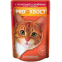 PROхвост для кошек с телятиной и ягненком (желе), 85 гр