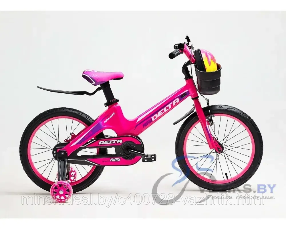 Велосипед детский Delta Prestige 18 2023 (розовый, спицы, шлем) - фото 1 - id-p208694815