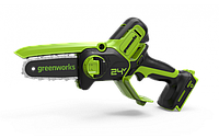 Мини-пила цепная аккумуляторная Greenworks G24CSMNX 24В DigiPro шина 15см (в комплекте с АКБ 2 а/ч и