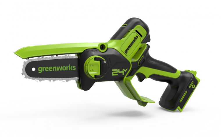 Мини-пила цепная аккумуляторная Greenworks G24CSMNX 24В DigiPro шина 15см (в комплекте с АКБ 2 а/ч и - фото 1 - id-p208662989