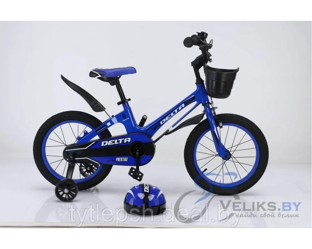 Велосипед детский Delta Prestige 18" + шлем 2020 (черный/синий) - фото 2 - id-p129067500
