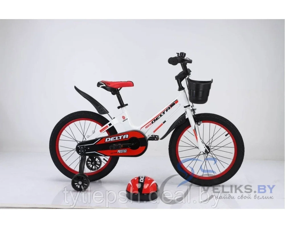 Велосипед детский Delta Prestige 18" + шлем 2020 (бело /красный) - фото 2 - id-p203895698