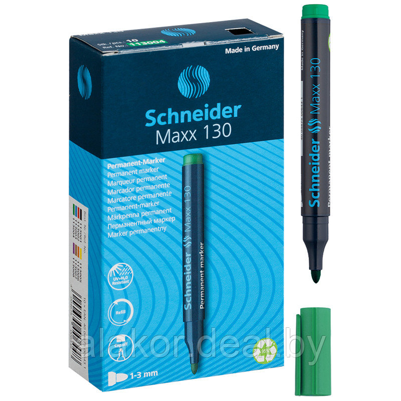Маркер перманентный Schneider Maxx 130,зеленый, 1-3мм - фото 2 - id-p208695704