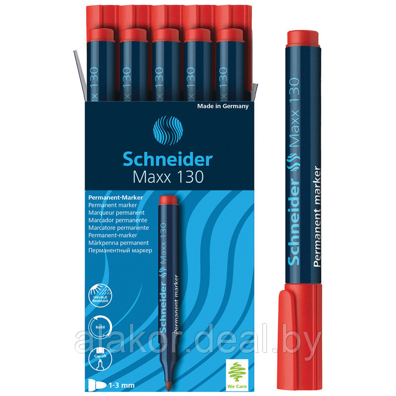 Маркер перманентный Schneider Maxx 130,красный, 1-3мм - фото 2 - id-p208695812