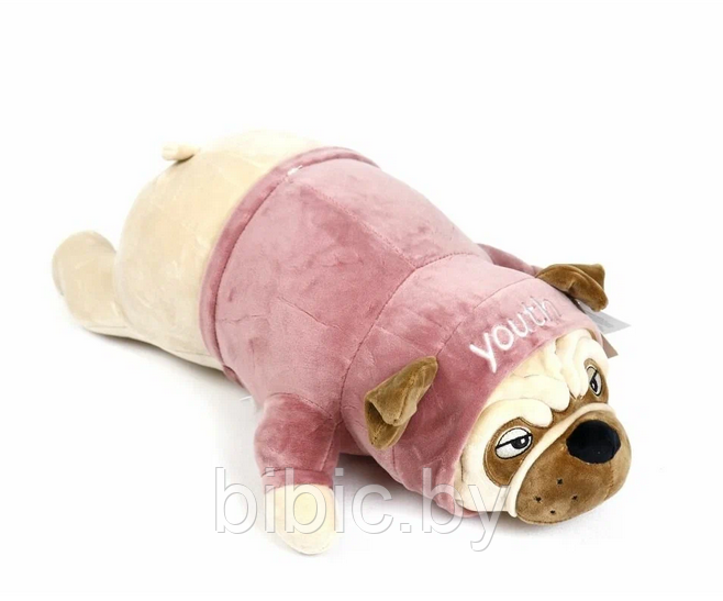 Мягкая плюшевая детская игрушка подушка антистресс Собака Мопс, подушки-обнимашки для детей - фото 3 - id-p208699333