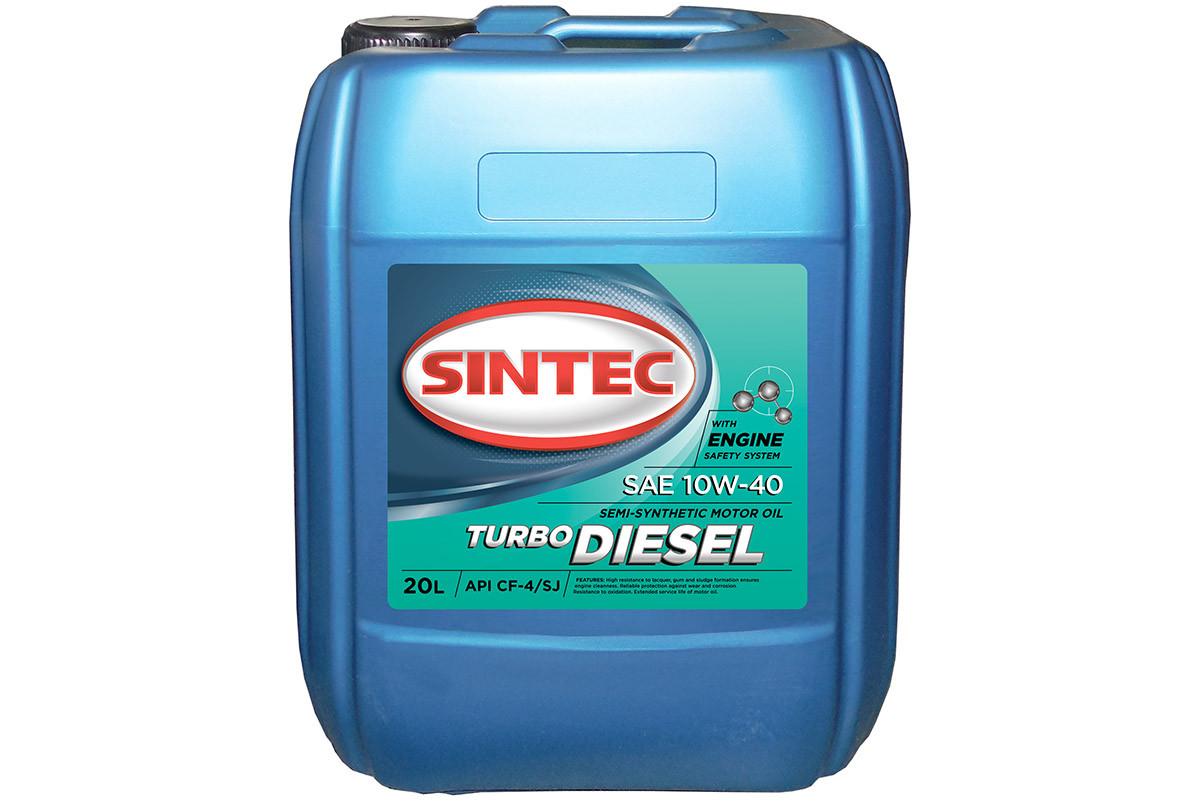 Масло SINTEC Turbo Diesel SAE 10W-40 API CF-4/CF/SJ канистра 20л/Motor oil 20liter can - фото 1 - id-p208697387