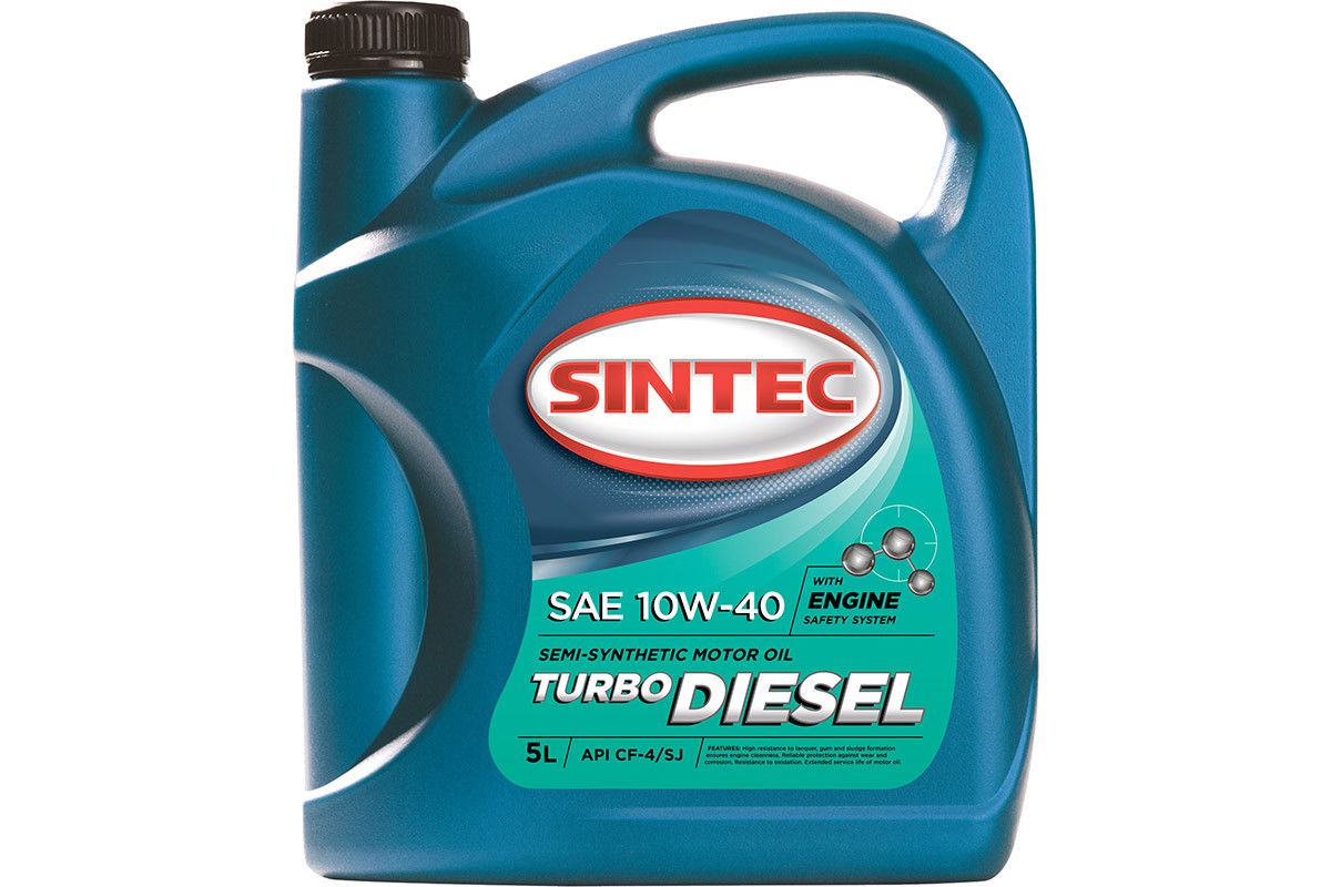 Масло SINTEC Turbo Diesel SAE 10W-40 API CF-4/CF/SJ канистра 5л/Motor oil 5liter can - фото 1 - id-p208697388