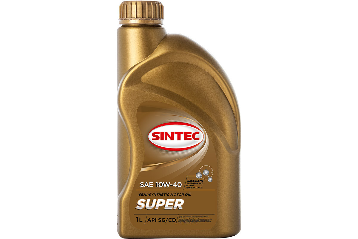 Масло SINTEC Супер SAE 10W-40 API SG/CD канистра 1л/Motor oil 1liter can - фото 1 - id-p208697389