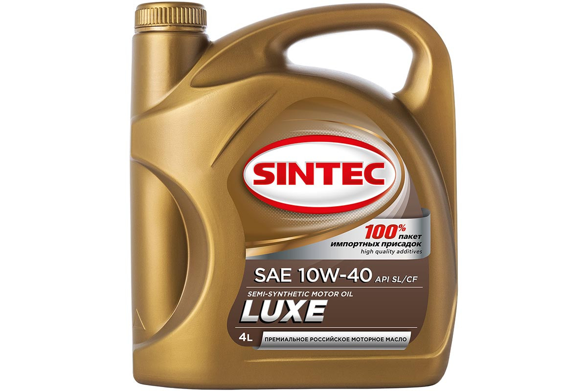 Масло SINTEC Люкс SAE 10W-40 API SL/CF канистра 4л/Motor oil 4l can - фото 1 - id-p208697391