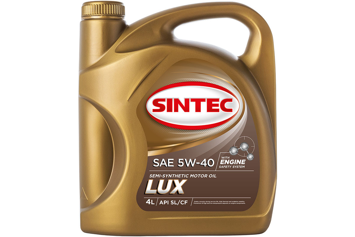Масло SINTEC Люкс SAE 5W-40 API SL/CF канистра 4л/Motor oil 4l can - фото 1 - id-p208697392