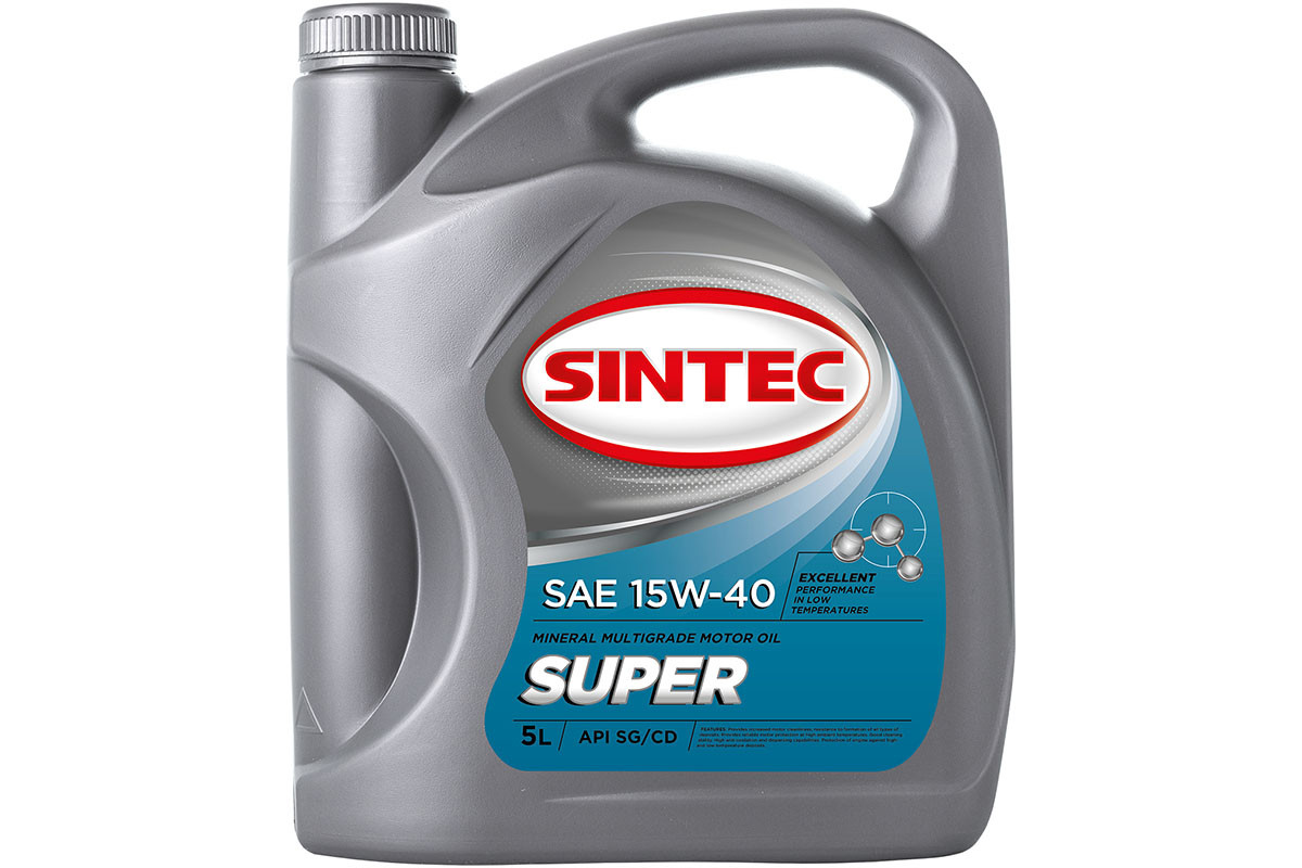 Масло SINTEC Супер SAE 15W-40 API SG/CD канистра 4л/Motor oil 4liter can - фото 1 - id-p208697394