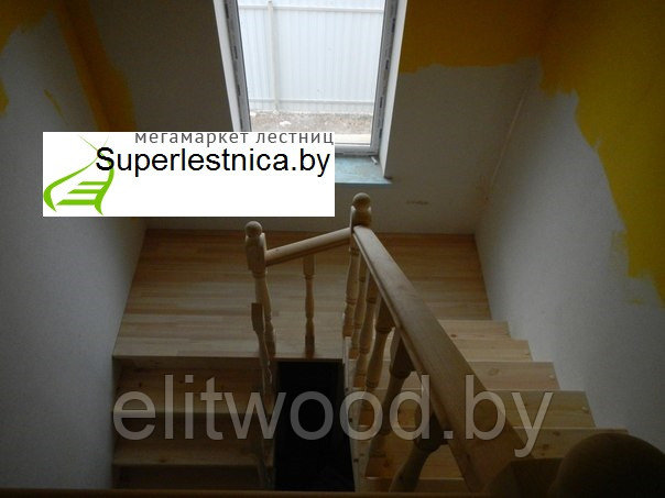 Лестница в дачный дом из сосны К-004М - фото 6 - id-p29624631