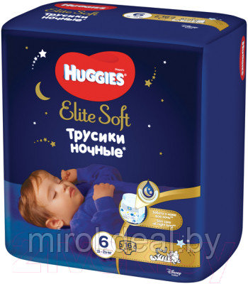 Подгузники-трусики детские Huggies Elite Soft Overnites 6 - фото 2 - id-p208706407