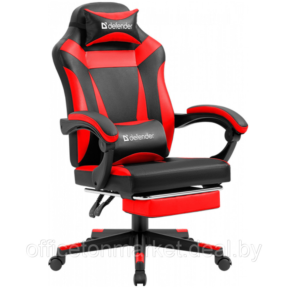 Кресло игровое Defender "Cruiser", искусственная кожа, пластик, черный, красный