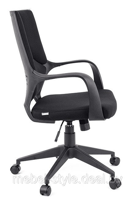 Игровое геймерское кресло ТРИО Блэк с укороченной спинкой ткани, TRIO Black LB ECO ткань (Серый, черный) - фото 3 - id-p119872658