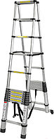 Лестница-стремянка телескопическая алюминиевая двухсекционная (3 8+3 8м 13+13ступенек max нагрузка 150кг вес