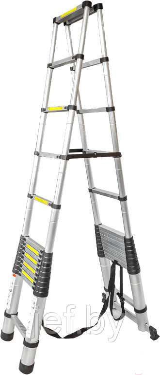 Лестница-стремянка телескопическая алюминиевая двухсекционная (4 4+4 4м 15+15ступенек max нагрузка 150кг вес