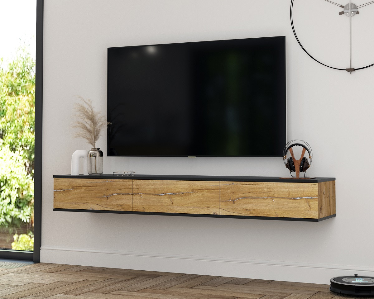 Тумба TV Quartz QZ-Т3Ш Черный - Дуб нокс - фото 2 - id-p208750348