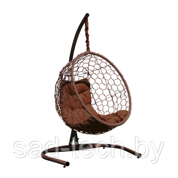 Кресло-кокон подвесное Либра коричневое с подушкой, фото 2