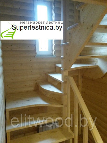 Деревянные лестницы для дачи К-033М - фото 3 - id-p29625803