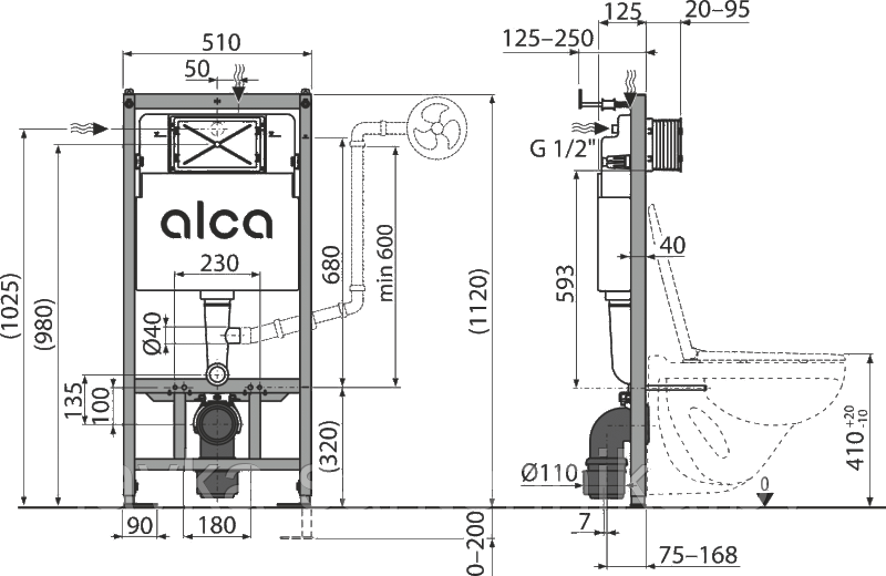 Инсталляция для унитаза ALCA AM101/1120 SÁDROMODUL - фото 2 - id-p208754257