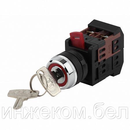 Переключатель АKS-22 черный с ключом на 2 фик.пол. (1з+1р)  SHCET