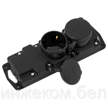 Розетка Р 16-415 перенос. 2 мест. черная IP44 (каучук)