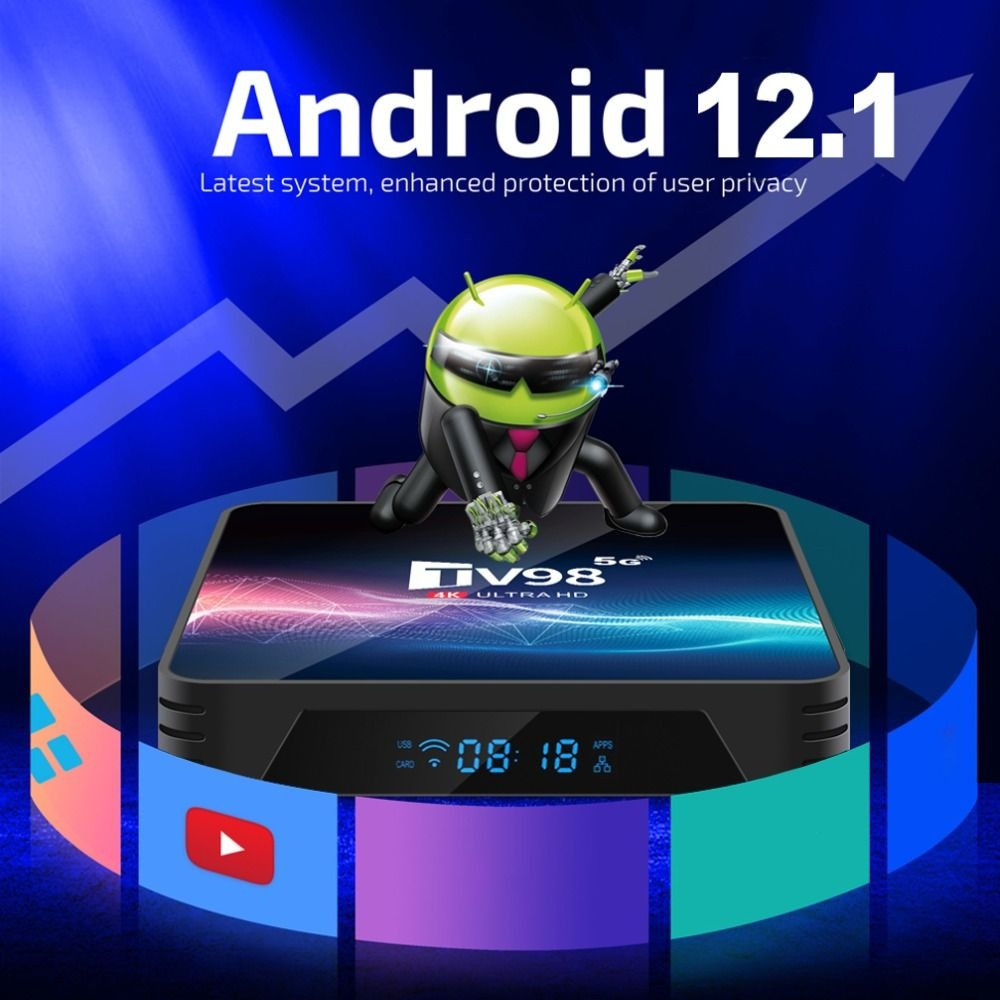 Телевизионная андроид приставка Smart TV 98 WiFi 2.4G/5G, Android 12.1, 4K UltraHD 2G/16Gb с пультом ду - фото 7 - id-p208756914