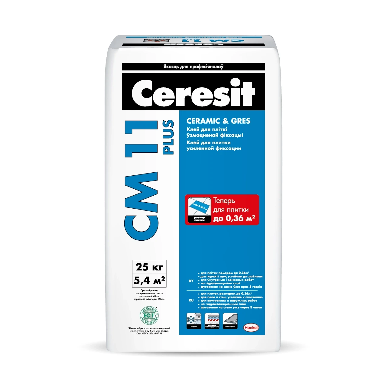 Ceresit/СМ 11/Plus 25кг Растворная смесь сухая облиц ( для керам плит и греса на недеформ. основ