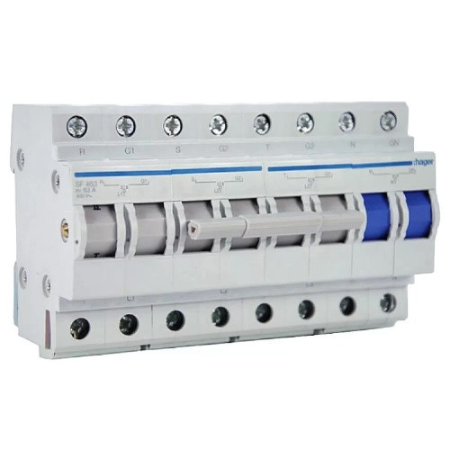 Переключатель I-0-II,63/3+N, 8-модулей Hager