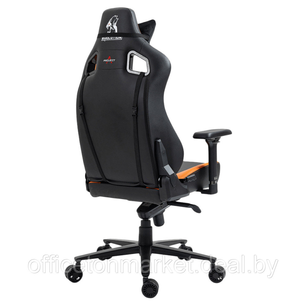Кресло игровое Evolution Project A, экокожа, металл, черный, оранжевый - фото 4 - id-p208757404