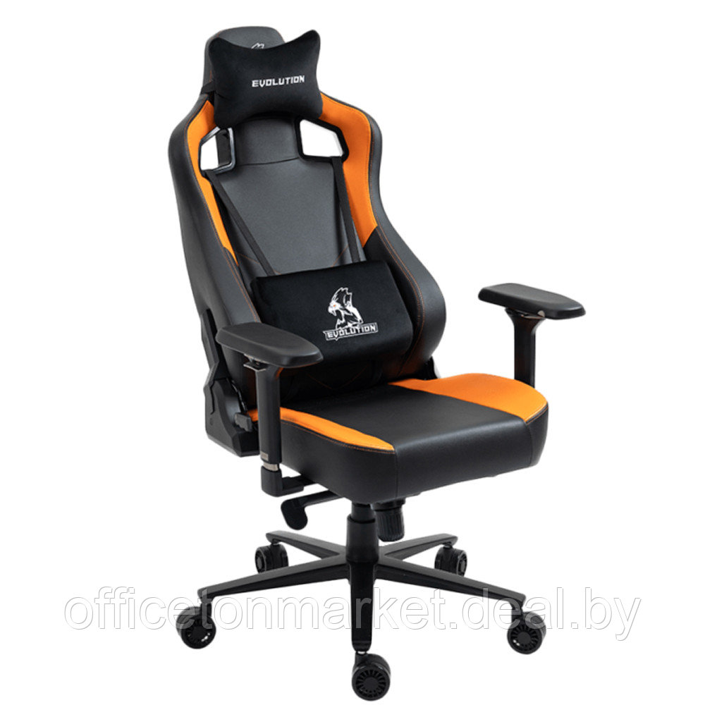 Кресло игровое Evolution Project A, экокожа, металл, черный, оранжевый - фото 5 - id-p208757404
